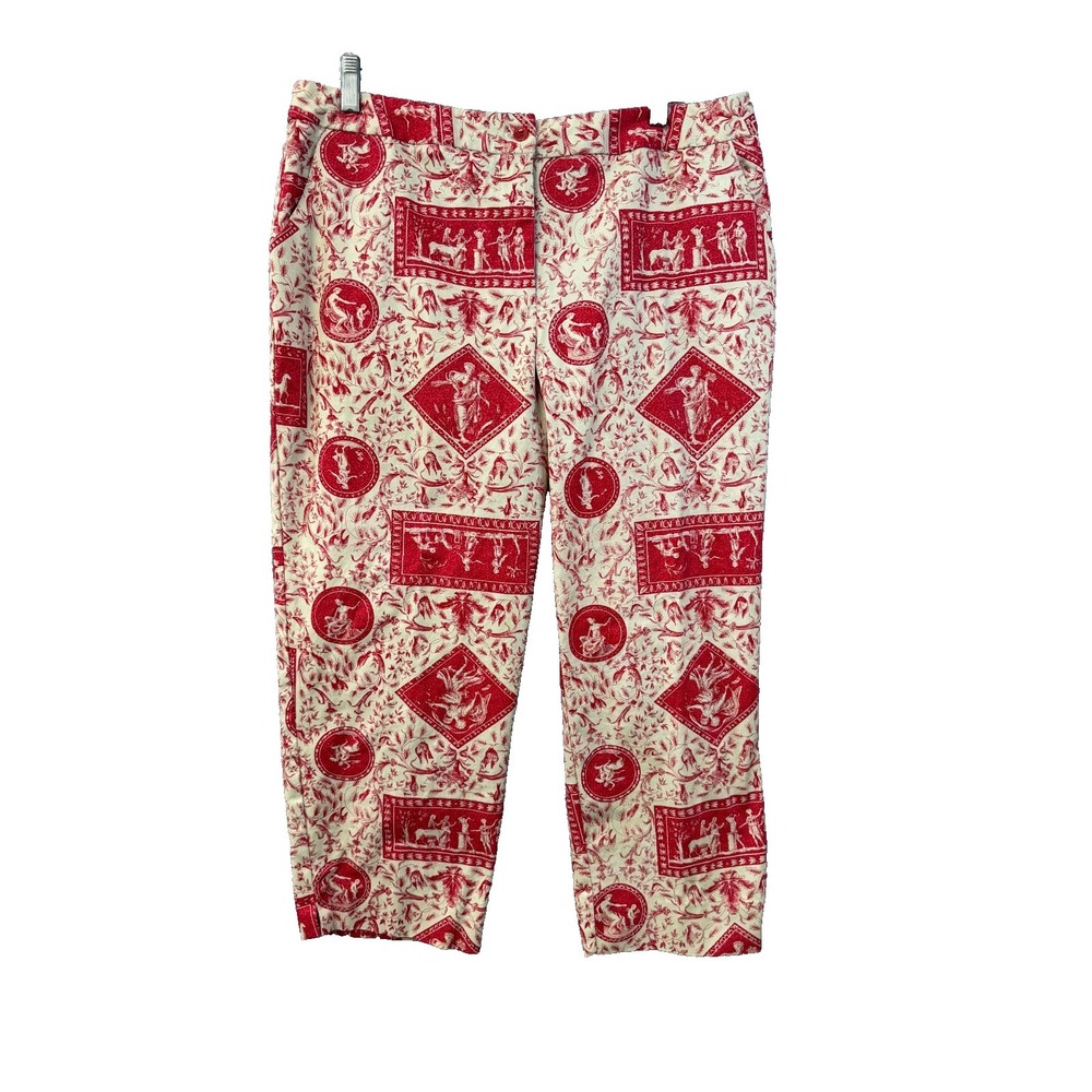 Crossing Pointe Red and White Pattern Cropped Pants Women's Size‎ 18